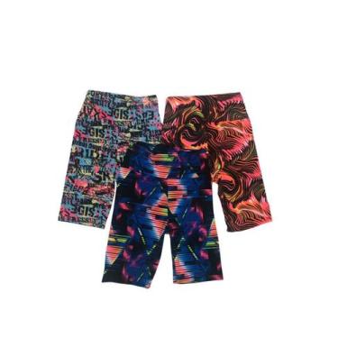Imagem de Kit Com 3 Shorts Longo Academia Estampas Variadas - Wju Jeans, Colorid