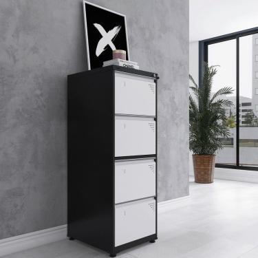 Imagem de Gaveteiro Arquivo Em Aço 4 Gavetas 136,2x47x57 Cm Preto/branco