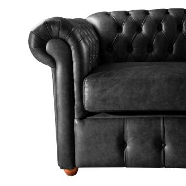 Imagem de 1 Sofá Chesterfield Capitone Luiz XV CouroEco 2M - Preto /  Recepção, 