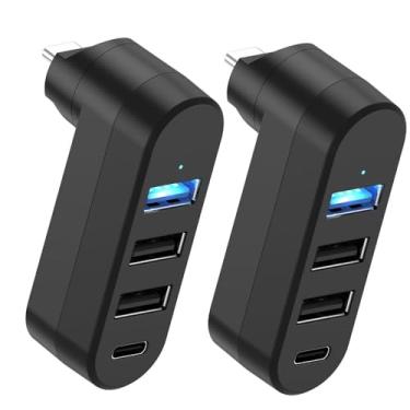 Imagem de Extensor divisor de hub USB C, adaptador multiportas tipo C [rotação de 90°/180°], hub USB C 4 em 1 com 3 portas USB e 1 porta tipo C para laptop, MacBook Pro/Air