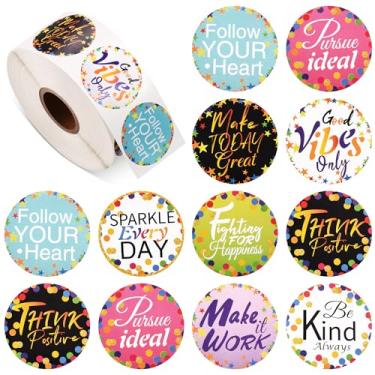 Imagem de Adesivos de frases positivas de confetes de 1.000 peças, adesivos de citação positiva coloridos adesivos de confete removíveis, adesivos autoadesivos para quadro de avisos de sala de aula