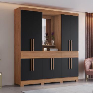 Imagem de Guarda Roupa Casal 10 Portas 3 Gavetas com Espelho e Pés em ABS