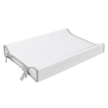 Imagem de Trocador Americano Para Comoda Bebe Fralda Impermeável Anatomico com Abas Portátil Com Zíper Branco Com Cinza (65cm x 45cm)