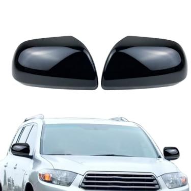 Imagem de Capas para espelhos retrovisores laterais compatíveis com Toyota Tacoma 2012-2015 Highlander 2008-2013 (preto brilhante)
