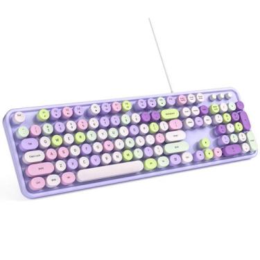 Imagem de Teclado de computador MOWUX Máquina de escrever redonda retrô com fio 