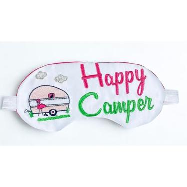 Imagem de Máscara de dormir de viagem infantil com design de bloqueio de luz. Máscara de dormir Happy-Camper. Capa macia para os olhos. Máscara de dormir bordada para meninas.