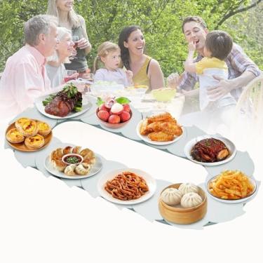 Imagem de Mesa de jantar giratória manual de 360°, mesa giratória giratória para alimentos, trem, mesa giratória para sala de jantar, decoração de festa, 1,6 m - branco