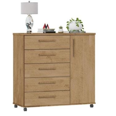 Imagem de Cômoda Sapateira Barcelona 5 Gavetas Amêndoa - MILANI MOVELARIA
