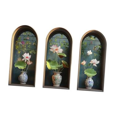 Imagem de Kuntesetty Conjunto de 3 Adesivos de Parede com Plantas em PVC, Decoração Moderna E Criativa para Quarto, de Entrada, Banheiro E Quarto Infantil.