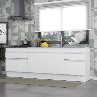 Imagem de Kit 2 Balcões Gabinete Pia 150Cm E Cooktop 70Cm Branco - MULTIMOVEIS