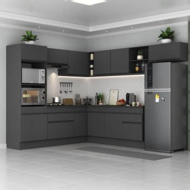 Imagem de Armário De Cozinha Completa De Canto Preto - MULTIMOVEIS