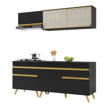 Imagem de Cozinha Compacta Multimóveis Veneza Gb Fg3707 Preta - MULTIMOVEIS