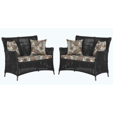 Imagem de 2 Sofás área Externa Igapó Alumínio Marrom Corda Náutica E6 Preto