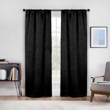 Imagem de Superior Cortinas semiblackout Senna – Design texturizado sólido vintage – 66 cm x 213 cm – Cabeçote com bolso para varão – Cortinas com bloqueio solar e escurecimento de ambiente para quarto, sala de