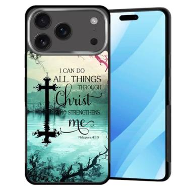 Imagem de BFUKVOU Capa para iPhone 17 Pro Max, policarbonato rígido + TPU macio, antiderrapante, ultrafina, à prova de choque, para iPhone 17 Pro Max 6,9 polegadas 2025, versículos da Bíblia Cristã Filipenses 4