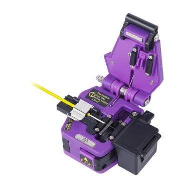 Imagem de Cutelo de fibra óptica, ferramenta de emenda de alta precisão FTTH com caixa de coleta de fibra de resíduos, lâmina de aço de tungstênio de 16 posições para corte de cabos, roxo