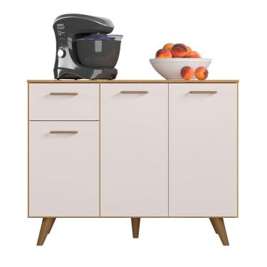 Imagem de Balcão De Cozinha Com Tampo 1,05cm 3 Portas E 1 Gaveta Freijó Uv/off Acetinado Olinda - Poliman