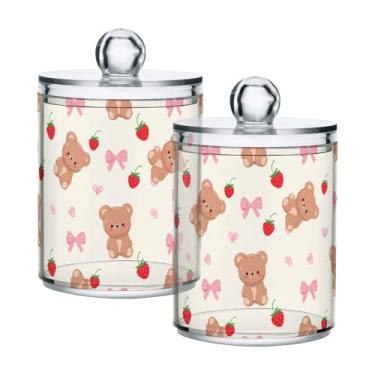 Imagem de Qilmy Qtip Suporte de boticário de 400 ml, frasco de plástico transparente com tampa, dispensador de recipiente de banheiro para bola de algodão, cotonete, fio dental, pacote com 2