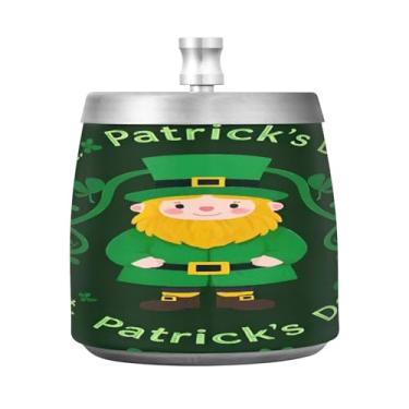 Imagem de Qilmy Cinzeiro de aço inoxidável para Dia de São Patrício com tampa - Cinzeiro de cigarro à prova de vento sem cheiro sem fumaça para casa, escritório, carro, pátio, varanda (uso interno e externo)