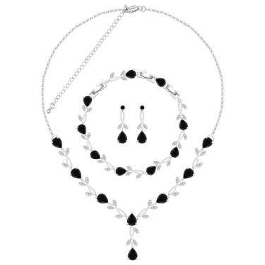 Imagem de ZCGJWE Conjunto de joias para mulheres, noiva, dama de honra, festa de casamento, formatura, brincos, pulseira, presente para mãe, esposa, amiga, Latão, Zircônia cúbica