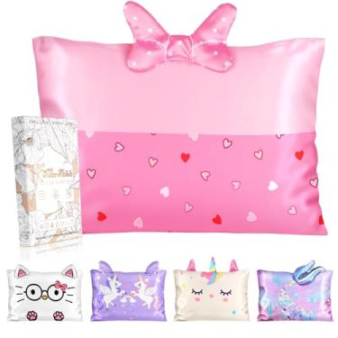 Imagem de Miss Adola 1 pacote de fronhas infantis 33 x 45 cm para crianças - fronhas fofas de seda macia respirável para cabelo e pele com zíper oculto para meninas, design kawaii divertido para roupa de cama