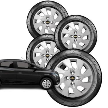 Imagem de Kit Jogo Calota GRID Prata Aro 15 Onix Prisma 2013 16 - GFM