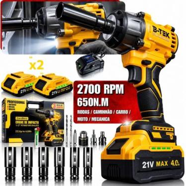 Imagem de Chave Impacto Furradeira 21V 650Nm 1/2 Brushless 2 Baterias - Genérico
