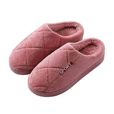 Imagem de Pantufa feminina confortável de casa com espuma viscoelástica para uso interno/externo à prova d'água, sapatos femininos de pelúcia quentes para quarto
