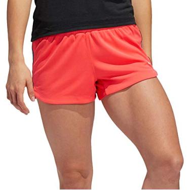 Imagem de Bermuda de malha feminina Adidas 3 listras (Vermelho choque, M)