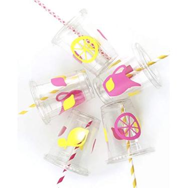 Imagem de Conjunto de 12 copos de festa rosa limonada descartáveis para aniversário de frutas limão