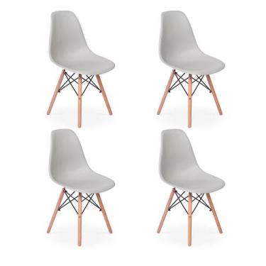 Imagem de Conjunto 4 Cadeiras Charles Eames Eiffel Wood Base Madeira - Cinza - I