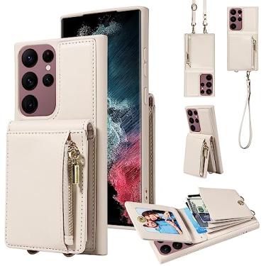 Imagem de Carteira Premium Leather Wallet Case Compatible with Samsung Galaxy S22 Ultra, Crossbody Bag with Card Holder,Magnetic Closure Zipper Purse, Removable Strap Protective Back Cover for Samsung Galaxy S2