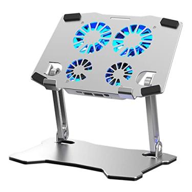 Imagem de Generic Suporte de laptop ajustável em altura com ventilador de refrigeração, para laptops 10"-17,3" suporte de montagem em liga de alumínio para notebook