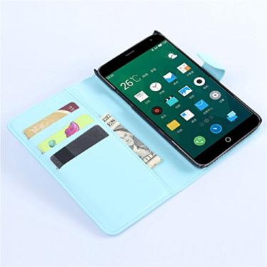 Imagem de Capa carteira MEIZU MX4, capa carteira flip de couro PU premium com compartimento para cartão, suporte e fecho magnético [capa interna à prova de choque de TPU] Compatível com MEIZU MX4