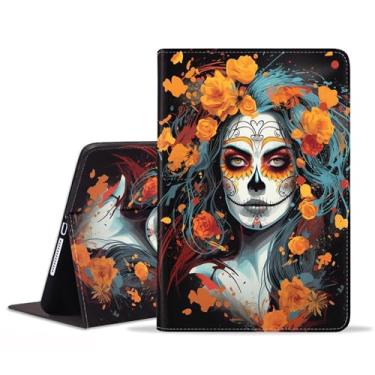 Imagem de ZXHSBROK Capa para Samsung Galaxy Tab S9 FE 5G 10,9 polegadas e Galaxy Tab S9 11 polegadas 2023 - Capa fólio dobrável de couro PU fina com função hibernar/despertar automático, caveira de açúcar