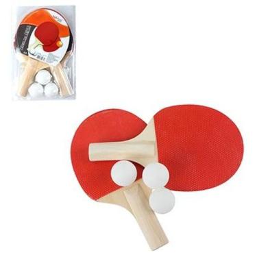 Imagem de Raquete De Ping Pong Com 2 Unidades + 3 Bolinhas Wellkids - Wellmix