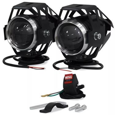 Imagem de Par de Farol Auxiliar Milha Led Com Botão Liga-Desliga Função Strobo 12/ 24V MAGNETRON 