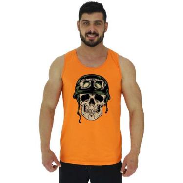 Imagem de Regata Clássica Masculina MXD Conceito Caveira Militar, GG, Laranja
