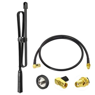 Imagem de Bingfu Dual Band VHF UHF 136-520MHz 78.7 cm antena de rádio amador fêmea CS Tactical SMA fêmea com cabo de realocação de extensão de 90 cm para Kenwood Baofeng BF-F8HP UV-5R UV-82 BF-888S GT-3 Rádio