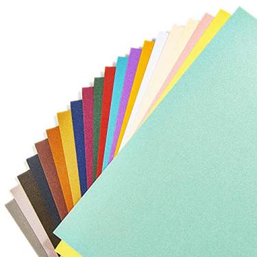 Imagem de Papel Cartolina Shimmer – 20 Cores Sortidas – 21,6 x 27,9 kg Cobertura, papel perolado envernizado, papel de arte brilhante para flores de artesanato, scrapbook, cartão, convites, embrulho de presente, 60 Sheets