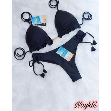 Imagem de Kit Com 3 Conj. Biquíni Cortininha C/ Calcinha Fio Duplo - Nayklê Moda