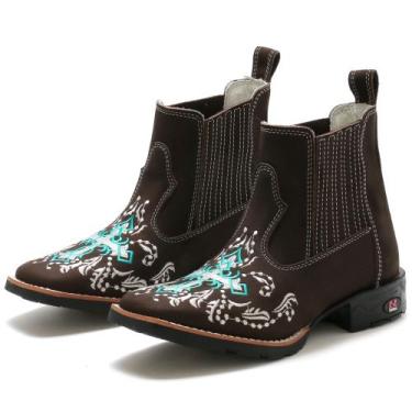 Imagem de Bota Texana Feminina Country Cano Curto Bico Quadrada - RB BOTAS , Mar