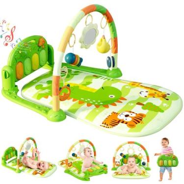 Imagem de Baby Gym Dearlomum com 5 Brinquedos Sensoriais - Tapete de Atividades 