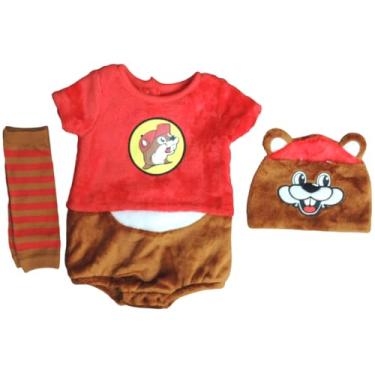 Imagem de Buc-ee's Macaquinho de castor para bebês – macacão – chapéu – meias – roupas – recém-nascido – fantasia festiva – menino – menina – unissex, Castor, 9 Month