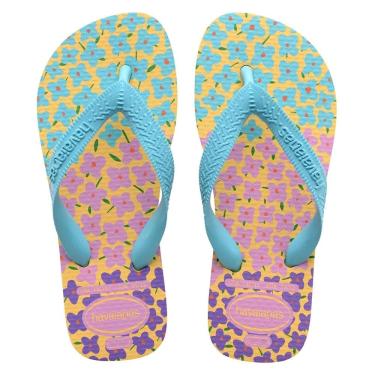 Imagem de Sandalia Havaianas Kids Flores Amarelo Caja/Azul 27/8