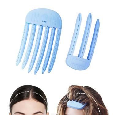 Imagem de 2 peças de grampos de cabelo volumizadores para mulheres, ferramenta fácil de alto volume da coroa, clipes de elevação da raiz do cabelo sem vincos para um penteado natural e preguiçoso, azul