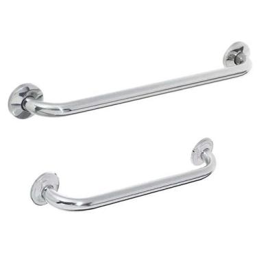 Imagem de Kit Alça de Apoio Banheiro Inox Barras 30cm e 50cm Idoso Cadeirante Ac