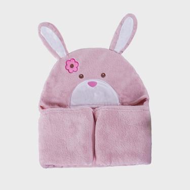Imagem de Manta para Bebês com Capuz Funny Coelhinha Rosa 0,90 x 0,75 Microfibra
