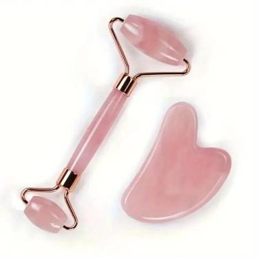 Imagem de Conjunto De Rolo Facial Gua Sha De Resina Rosa Kit De Relaxamento Manu