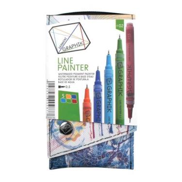 Imagem de Kit Estojo com 5 Canetas Graphik Line Painter 0,5mm - Paleta 02 - Derw